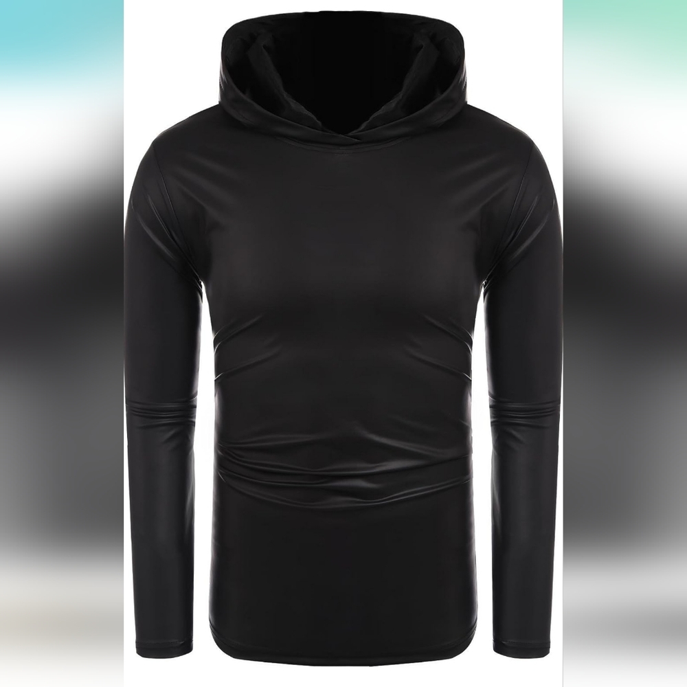 COOFANDY Men's Nightclub Style Metallic Shiny Casual Long Sleeve Pullover Hoodie